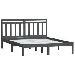 Cadre de lit sans matelas gris bois massif 