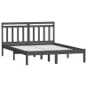 Cadre de lit sans matelas gris bois massif 