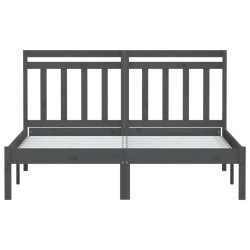 Cadre de lit sans matelas gris bois massif 