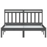 Cadre de lit sans matelas gris bois massif 