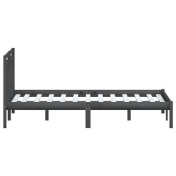 Cadre de lit sans matelas gris bois massif 