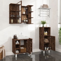 Ensemble d'armoires de salle de bain 3 pcs chêne fumé 