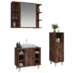 Ensemble d'armoires de salle de bain 3 pcs chêne fumé 