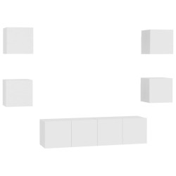 Ensemble de meubles TV 6 pcs Blanc Bois d'ingénierie 