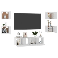 Ensemble de meubles TV 6 pcs Blanc Bois d'ingénierie 