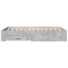 Cadre de lit avec tiroirs sans matelas gris béton 135x190 cm 