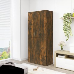 Armoire à chaussures chêne fumé 80x39x178 cm bois d'ingénierie 