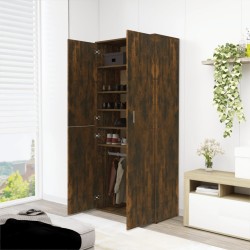 Armoire à chaussures chêne fumé 80x39x178 cm bois d'ingénierie 