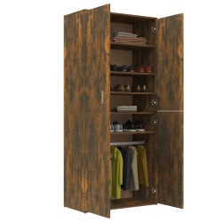 Armoire à chaussures chêne fumé 80x39x178 cm bois d'ingénierie 
