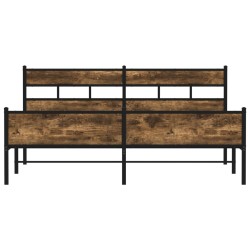 Cadre de lit en métal sans matelas chêne fumé 200x200 cm 