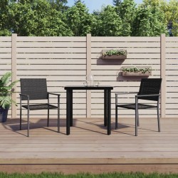 Ensemble à manger de jardin 3 pcs résine tressée acier 