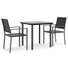 Ensemble à manger de jardin 3 pcs résine tressée acier 