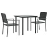 Ensemble à manger de jardin 3 pcs résine tressée acier 