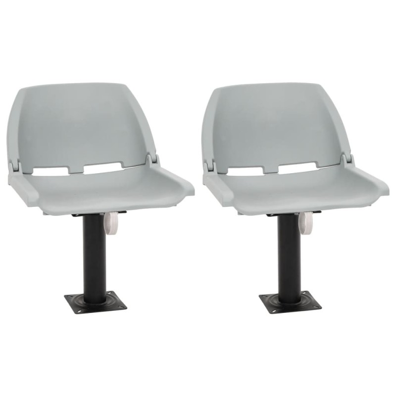 Ensemble de sièges de bateau pliables 4 pcs sans coussin gris 