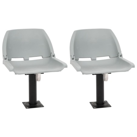 Ensemble de sièges de bateau pliables 4 pcs sans coussin gris 