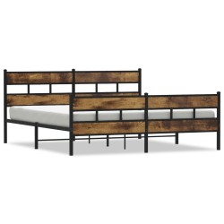 Cadre de lit en métal sans matelas chêne fumé 183x213 cm 