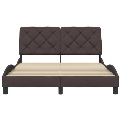 Cadre de lit sans matelas marron foncé 120x200 cm tissu 