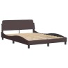 Cadre de lit sans matelas marron foncé 120x200 cm tissu 