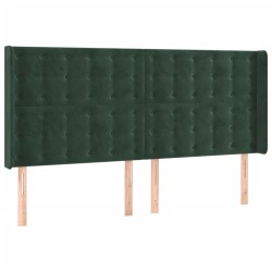 Tête de lit avec oreilles Vert foncé 203x16x118/128 cm Velours 