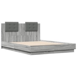 Cadre de lit avec LED sans matelas sonoma gris 135x190 cm 