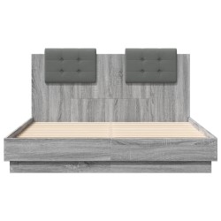 Cadre de lit avec LED sans matelas sonoma gris 135x190 cm 