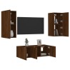 Unités murales TV avec LED 4 pcs chêne marron bois d'ingénierie 