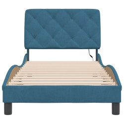 Cadre de lit avec LED sans matelas bleu 80x200 cm velours 