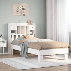 Cadre de lit sans matelas blanc 75x190 cm bois de pin massif 