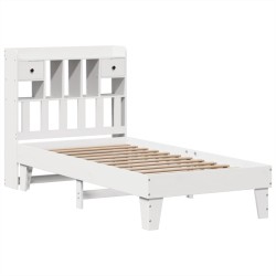 Cadre de lit sans matelas blanc 75x190 cm bois de pin massif 