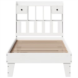 Cadre de lit sans matelas blanc 75x190 cm bois de pin massif 