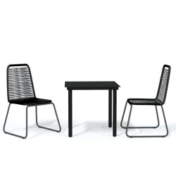 Ensemble à manger de jardin 3 pcs Noir 