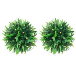 Boules de buis artificielles avec lumières LED 2 pcs vert 30 cm 