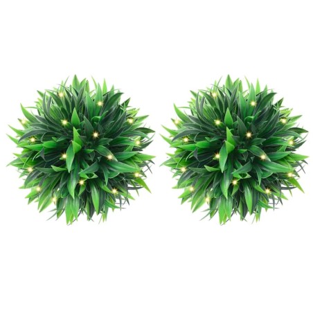 Boules de buis artificielles avec lumières LED 2 pcs vert 30 cm 