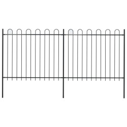 Clôture de jardin avec dessus en cerceau Acier 3,4 x 1,5 m Noir 