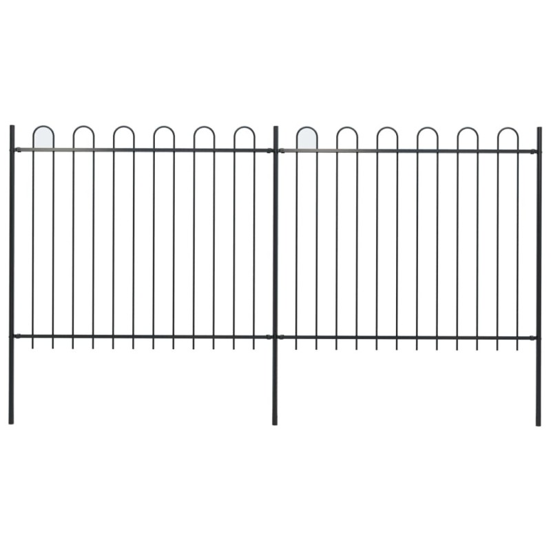 Clôture de jardin avec dessus en cerceau Acier 3,4 x 1,5 m Noir 