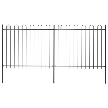 Clôture de jardin avec dessus en cerceau Acier 3,4 x 1,5 m Noir 