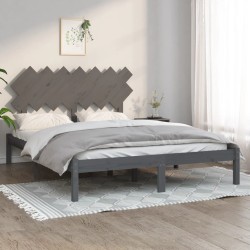 Cadre de lit sans matelas gris 150x200 cm bois massif 