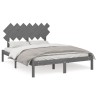 Cadre de lit sans matelas gris 150x200 cm bois massif 