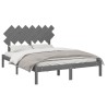 Cadre de lit sans matelas gris 150x200 cm bois massif 