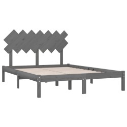 Cadre de lit sans matelas gris 150x200 cm bois massif 