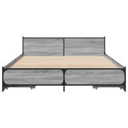 Cadre de lit avec tiroirs sans matelas sonoma gris 150x200 cm 