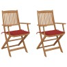 Chaises pliables de jardin lot de 2 avec coussins Bois d'acacia 