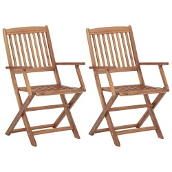 Chaises pliables de jardin lot de 2 avec coussins Bois d'acacia 