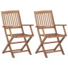 Chaises pliables de jardin lot de 2 avec coussins Bois d'acacia 