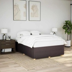 Cadre de lit sans matelas marron foncé 140x200 cm tissu 