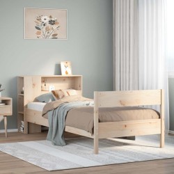 Lit bibliothèque sans matelas 90x200 cm bois de pin massif 