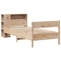 Lit bibliothèque sans matelas 90x200 cm bois de pin massif 