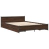 Cadre de lit avec tiroirs sans matelas chêne marron 150x200 cm 