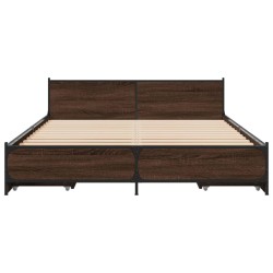 Cadre de lit avec tiroirs sans matelas chêne marron 150x200 cm 