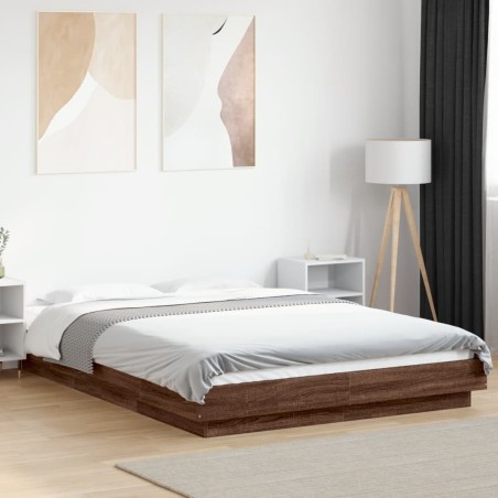 Cadre de lit avec lumières LED sans matelas 140x190 cm 